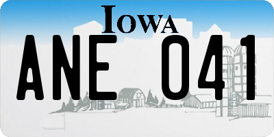 IA license plate ANE041