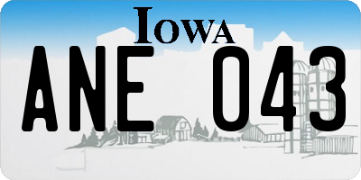 IA license plate ANE043
