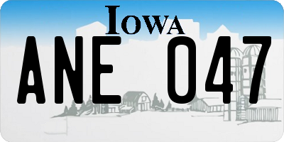IA license plate ANE047