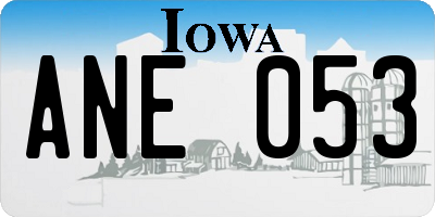 IA license plate ANE053