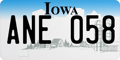 IA license plate ANE058