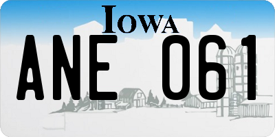 IA license plate ANE061