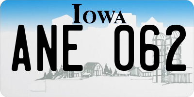 IA license plate ANE062