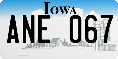 IA license plate ANE067