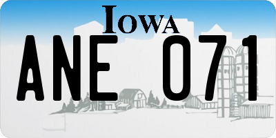 IA license plate ANE071