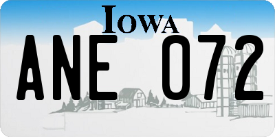 IA license plate ANE072