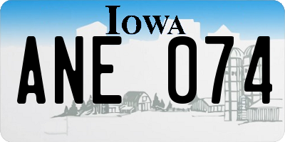 IA license plate ANE074