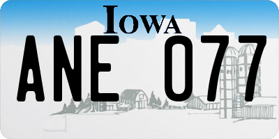 IA license plate ANE077