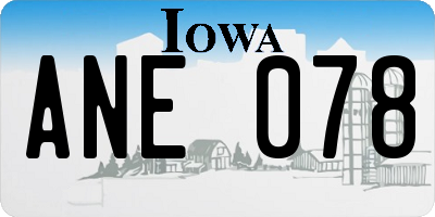 IA license plate ANE078