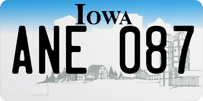IA license plate ANE087