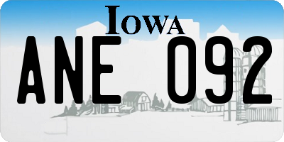 IA license plate ANE092