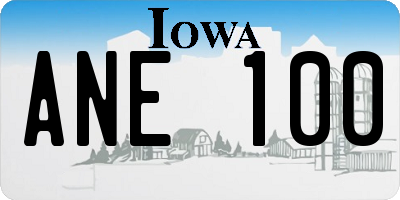 IA license plate ANE100