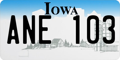 IA license plate ANE103