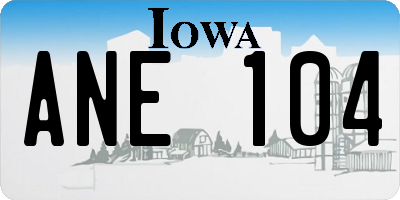 IA license plate ANE104