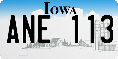 IA license plate ANE113