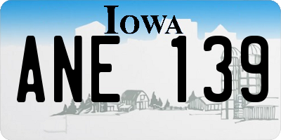IA license plate ANE139