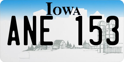 IA license plate ANE153