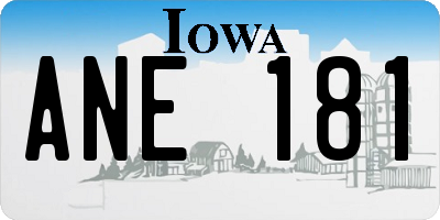 IA license plate ANE181