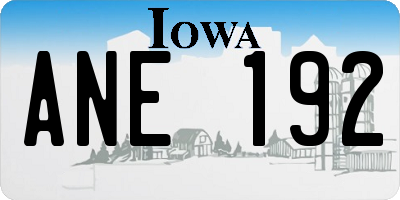 IA license plate ANE192