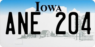 IA license plate ANE204