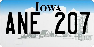IA license plate ANE207