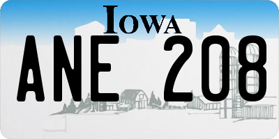 IA license plate ANE208