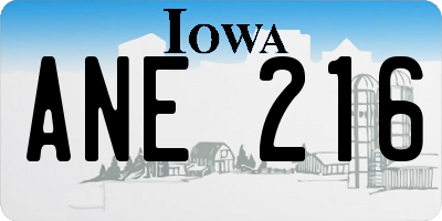 IA license plate ANE216