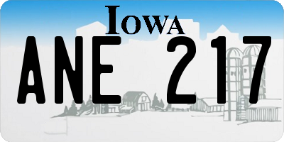 IA license plate ANE217
