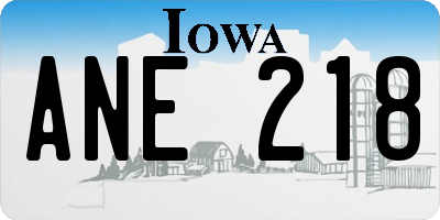 IA license plate ANE218