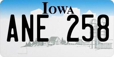 IA license plate ANE258