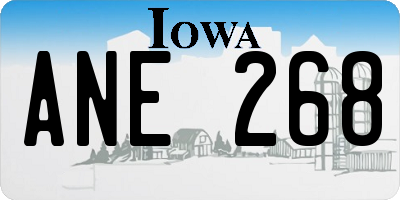 IA license plate ANE268