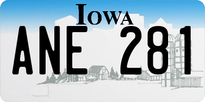 IA license plate ANE281