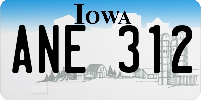 IA license plate ANE312