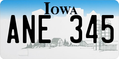 IA license plate ANE345
