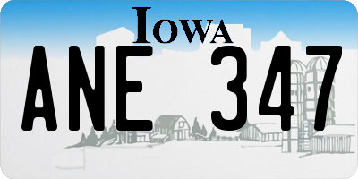IA license plate ANE347