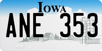 IA license plate ANE353