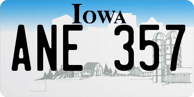 IA license plate ANE357
