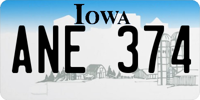 IA license plate ANE374