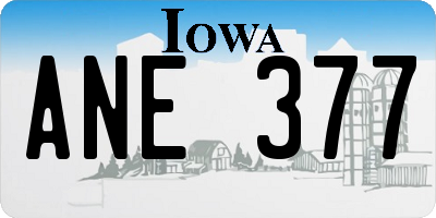 IA license plate ANE377