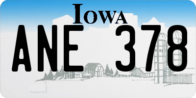 IA license plate ANE378