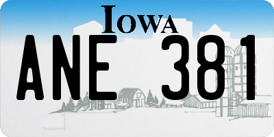 IA license plate ANE381