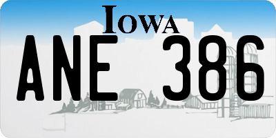 IA license plate ANE386