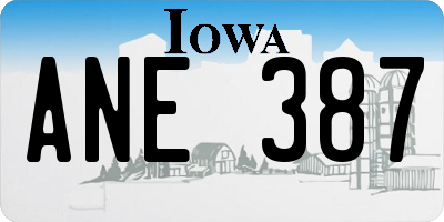 IA license plate ANE387
