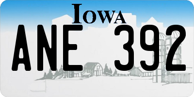 IA license plate ANE392