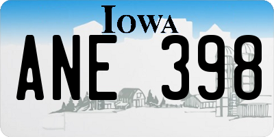 IA license plate ANE398
