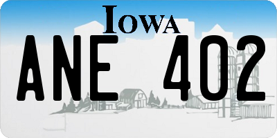 IA license plate ANE402