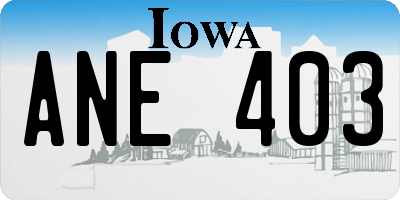 IA license plate ANE403