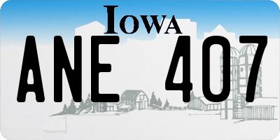 IA license plate ANE407