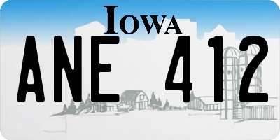 IA license plate ANE412