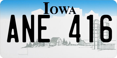 IA license plate ANE416